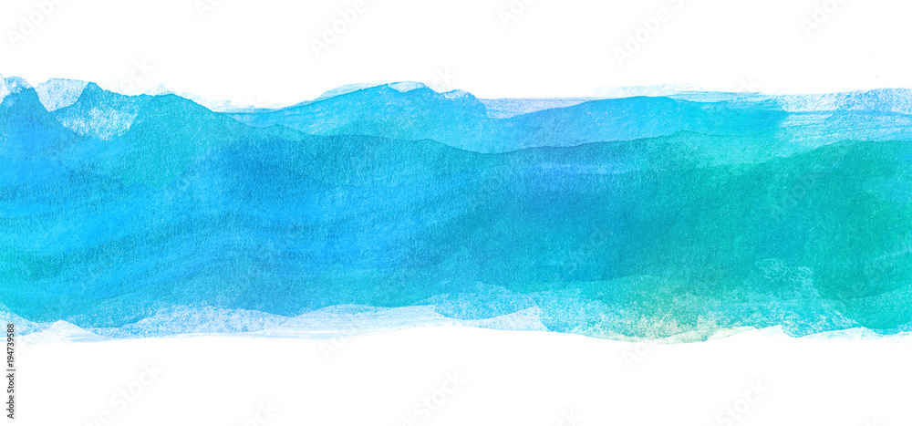 blue watercolor strip isolated on a paper on a white background. blue watercolor strip isolated on a paper on a white background.