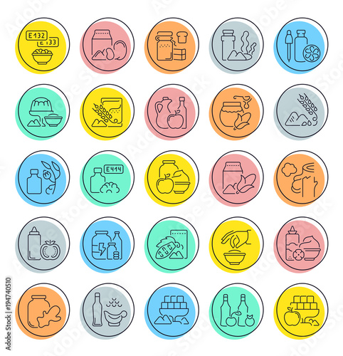 Set Vector Line Icons of Food Additives.
