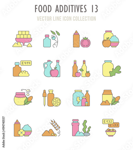Set of Retro Icons of Food Additives.