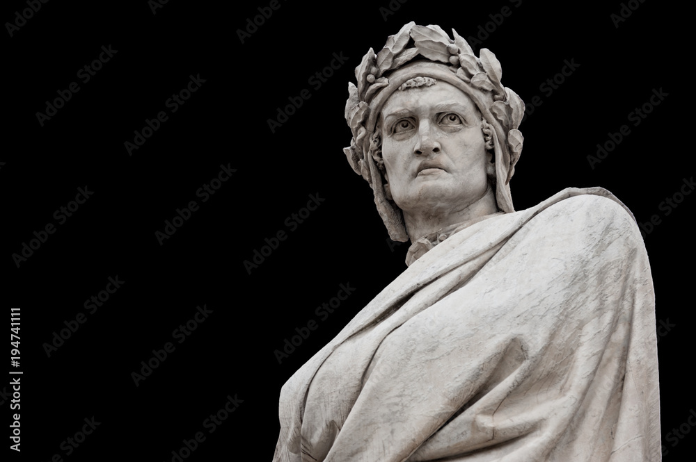 Dante Alighieri statue, on black background (path selection included) Dante Alighieri statue, on black background (path selection included)
