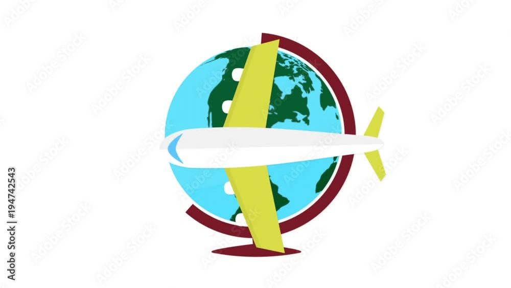 avion de ligne jaune et globe