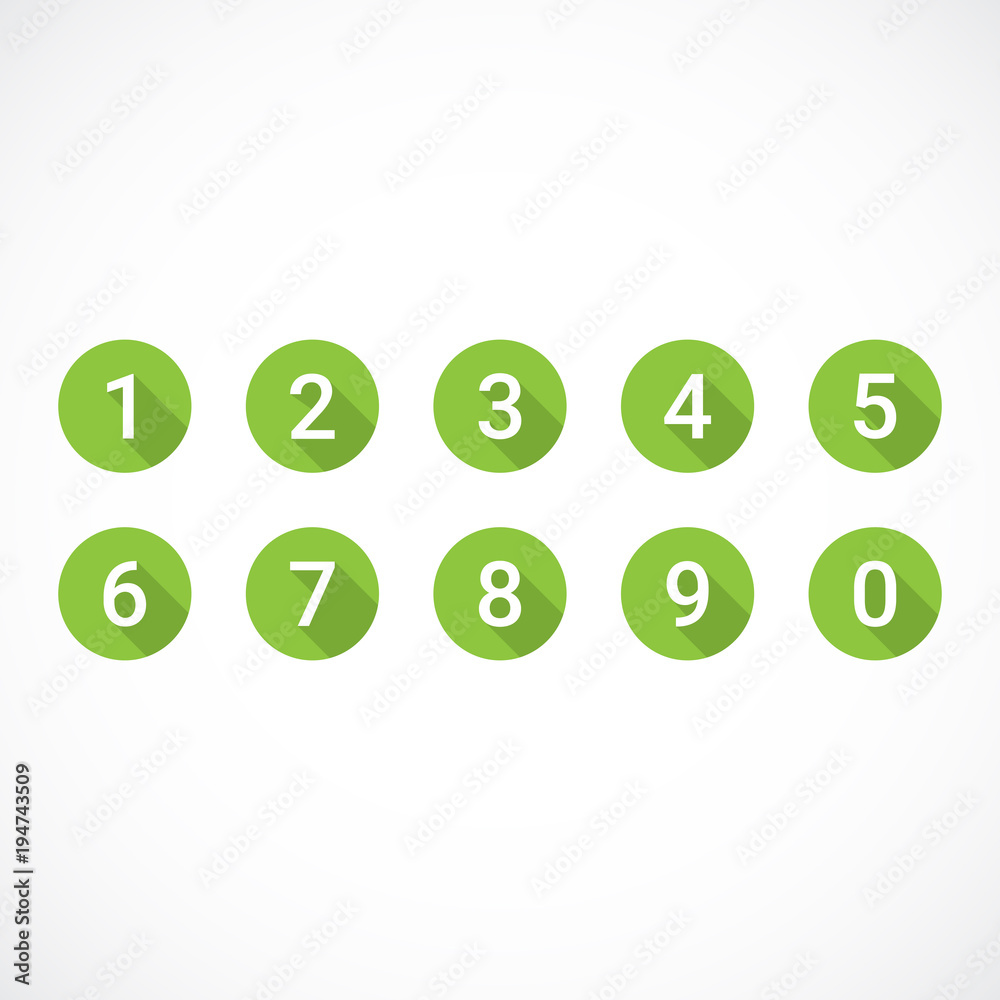 Set of 0-9 numbers. Set of green number icons Set of 0-9 numbers. Set of green number icons