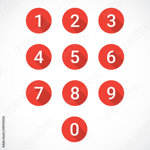Set of red number icons