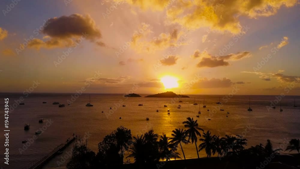 coucher de soleil dans les caraïbes