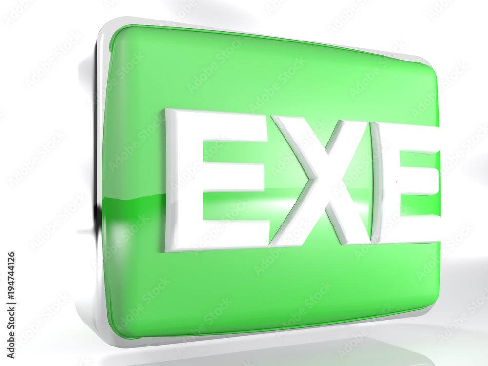 EXE green box icon - 3D rendering EXE green box icon - 3D rendering