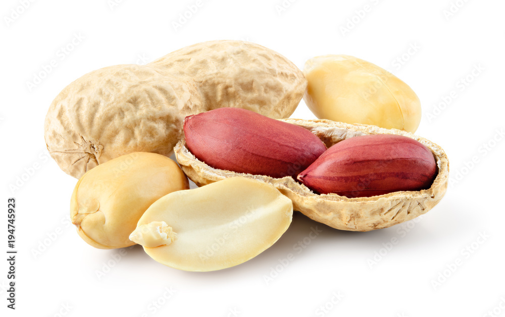 Peanuts isolated. Peanut on white background. Full depth of field. Peanuts isolated. Peanut on white background. Full depth of field.