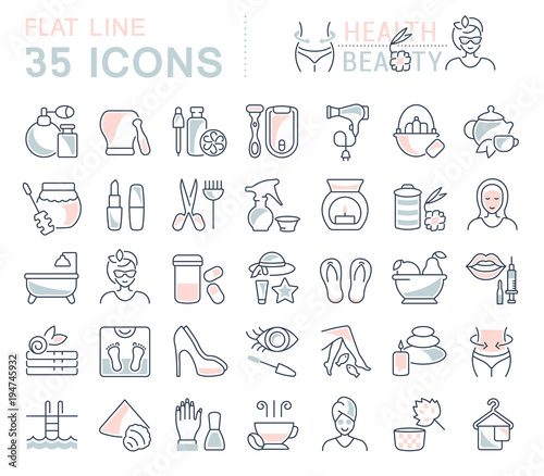 Set Vector Line Icons of Health and Beauty
