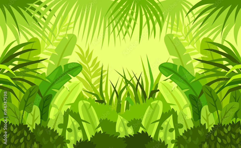 tropical forest.  child. design. vector background. illustration