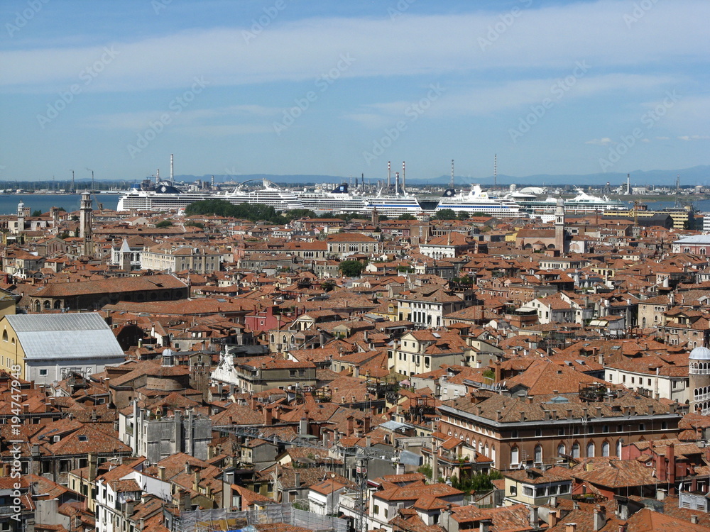 Great view of Venezia with huge ferries in background
