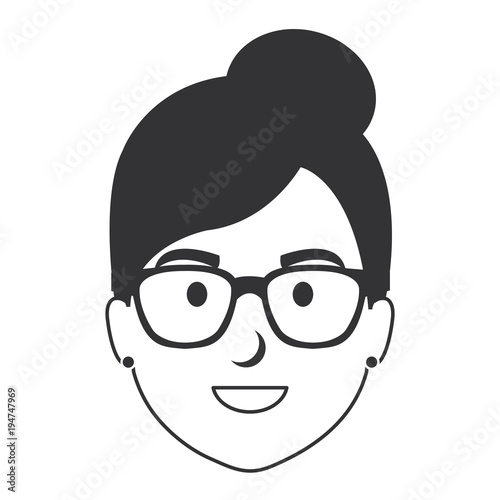 beautiful woman head with glasses avatar character vector illustration design