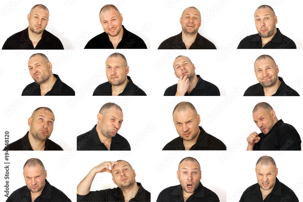 Set of man's portraits with different emotions Set of man's portraits with different emotions