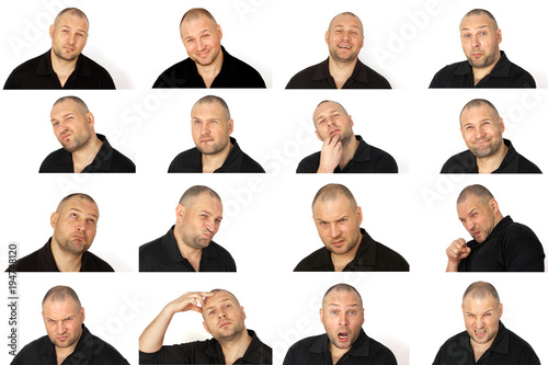 Set of man's portraits with different emotions