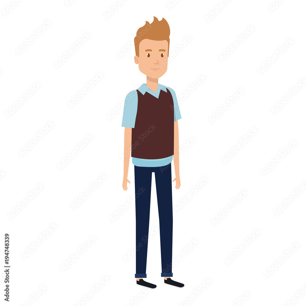 young man model avatar character vector illustration design