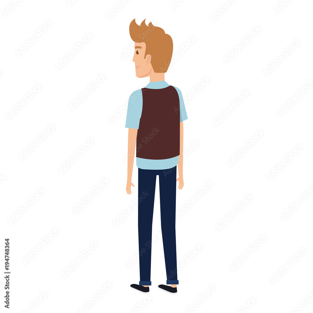 young man model avatar character vector illustration design