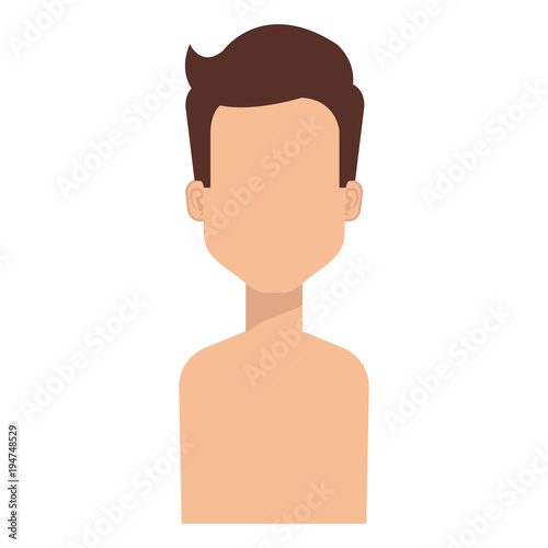 young man shirtless avatar character vector illustration design