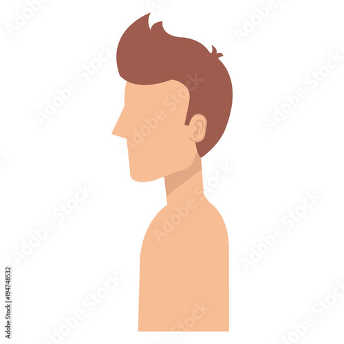 young man shirtless avatar character vector illustration design