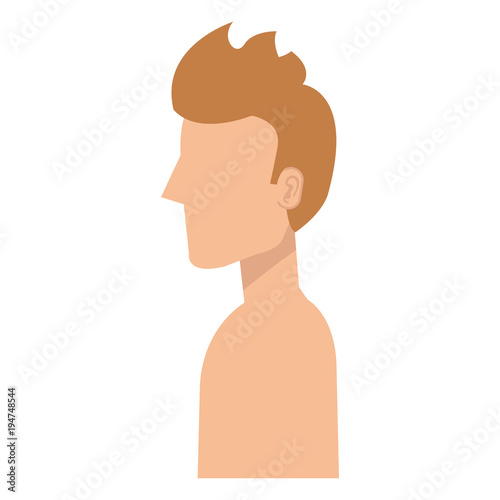 young man shirtless avatar character vector illustration design