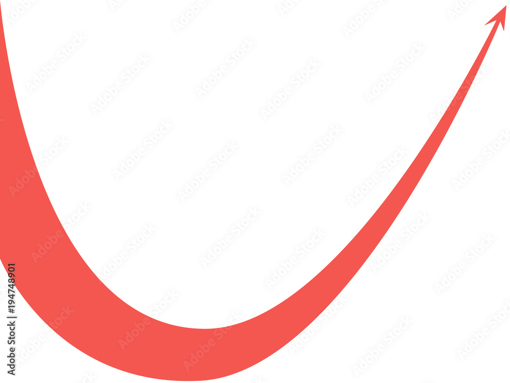 red arrow graph goes up on white background red arrow graph goes up on white background