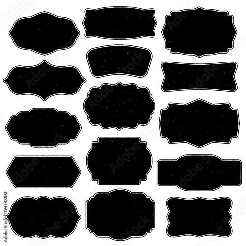 Set of vintage blank frames and labels. Hand drawn vector illustration. Vol.4