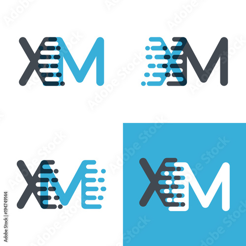 XM letters logo with accent speed soft blue and soft gray