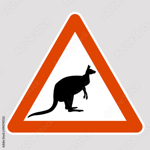 kangaroo black silhouette road sign vector illustration