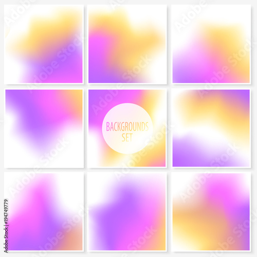 Blur backgrounds set smooth elegant colors violet yellow