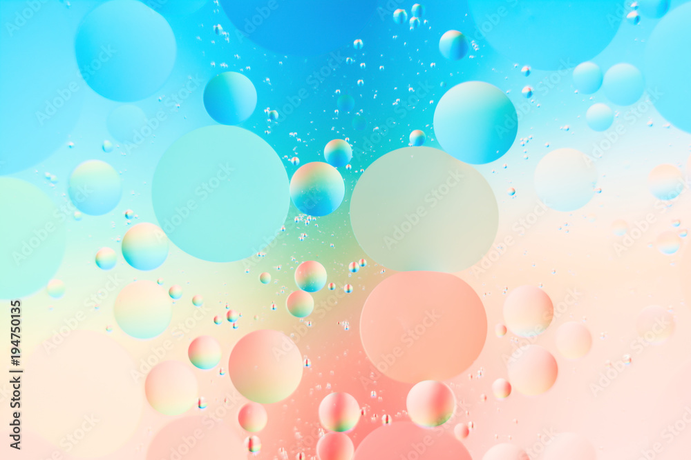 mixing water and oil, beautiful color abstract background based on circles and ovals