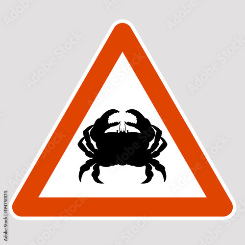 crab black silhouette road sign vector illustration