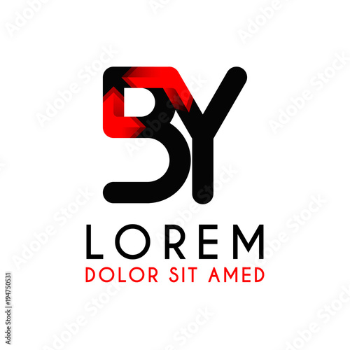 BY Letter black logo with gradient arrow