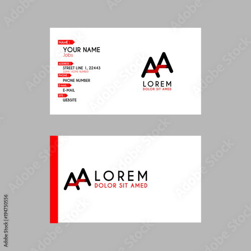 Modern Creative Business Card Template with AA ribbon Letter Logo