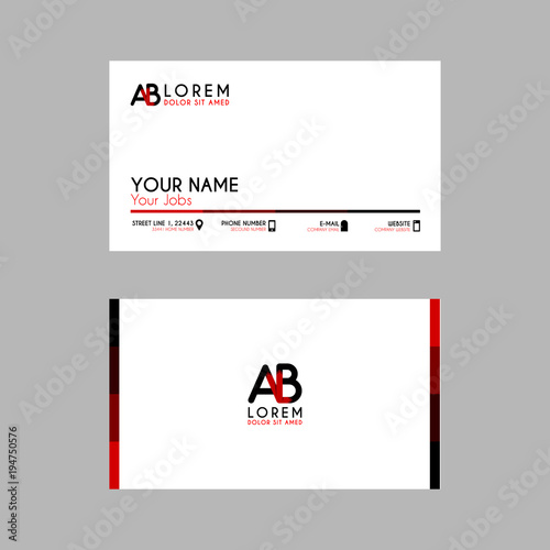 Modern Creative Business Card Template with AB ribbon Letter Logo