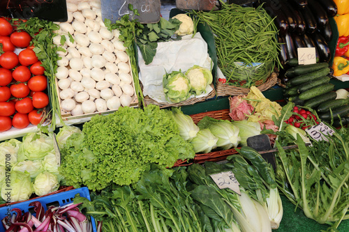 fruits and vegetables for sale in a  market