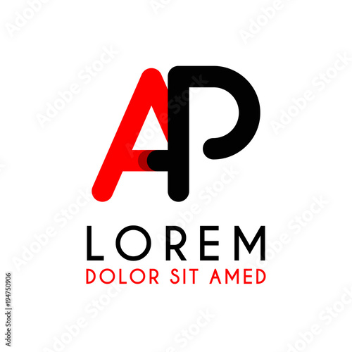 initial Letter PA with red Black and has rounded corners