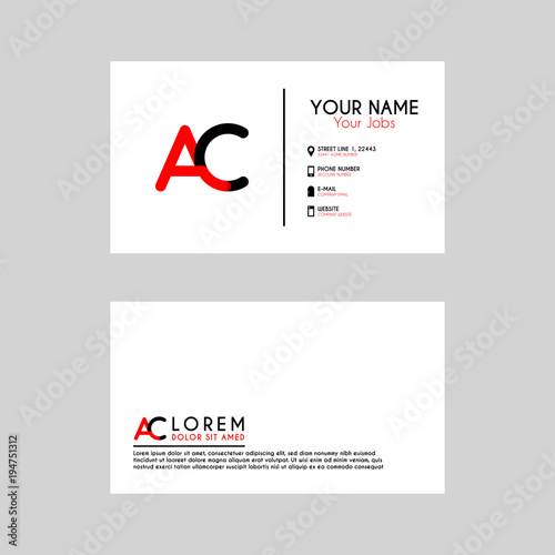 Simple Business Card with initial letter AC rounded edges