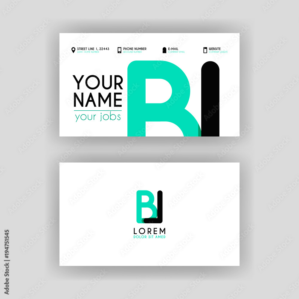 Fototapeta premium Simple Business Card with initial letter BL rounded edges