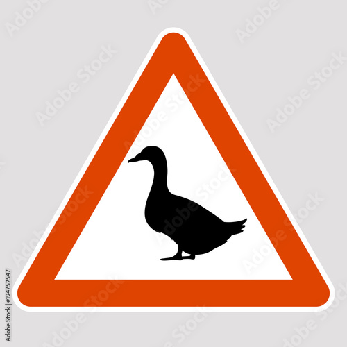 duck black silhouette road sign vector illustration