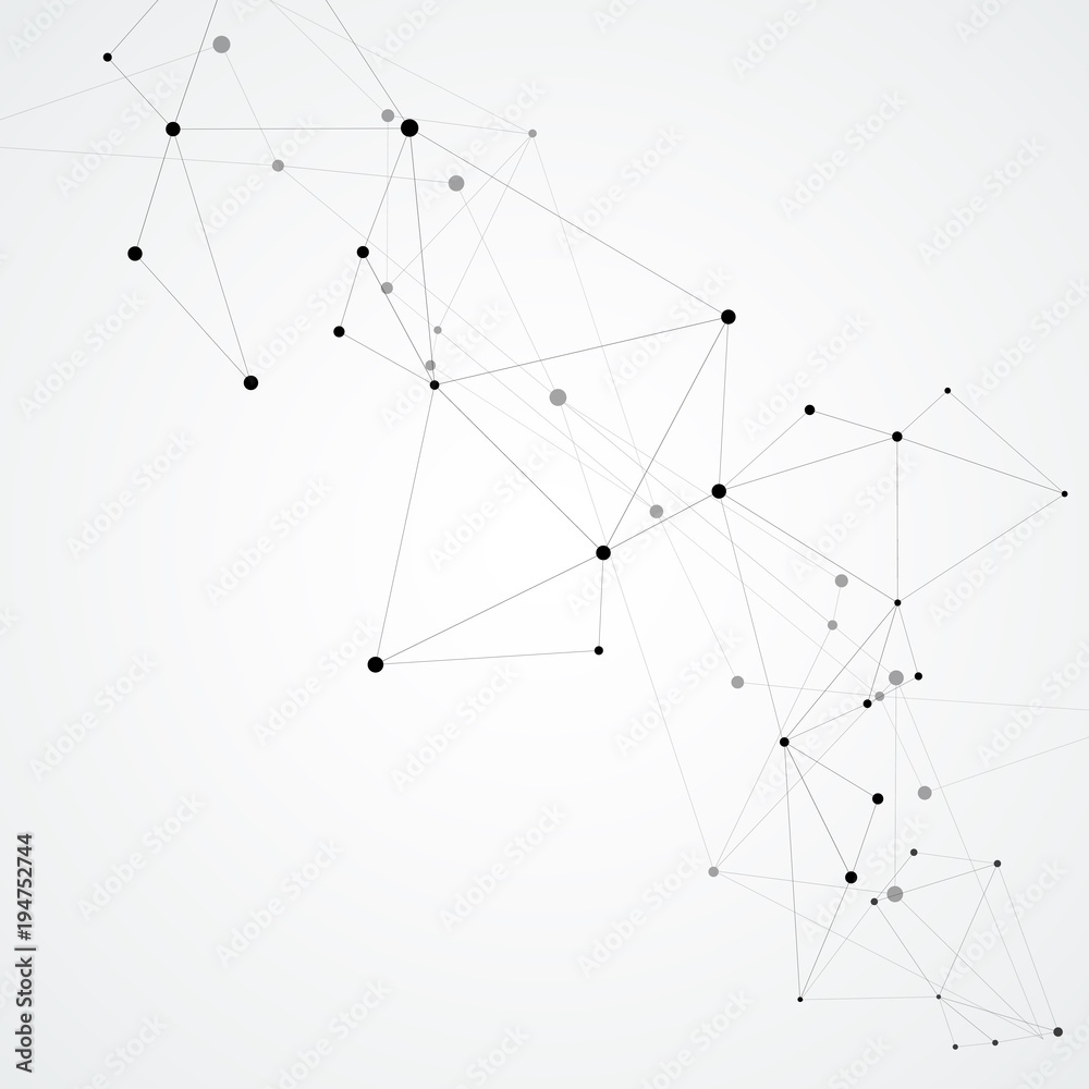 Geometric abstract vector illustration. Technology background with connected line and dots