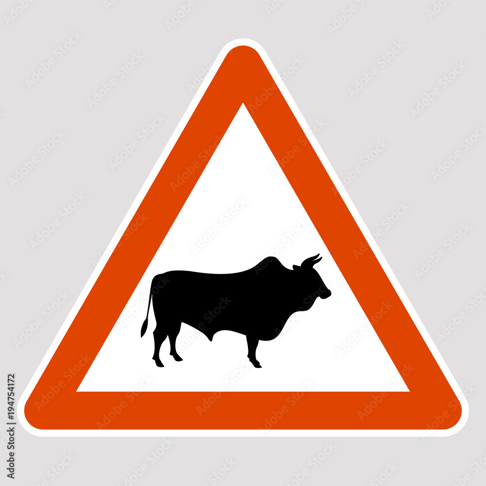 bull black silhouette road sign vector illustration bull black silhouette road sign vector illustration