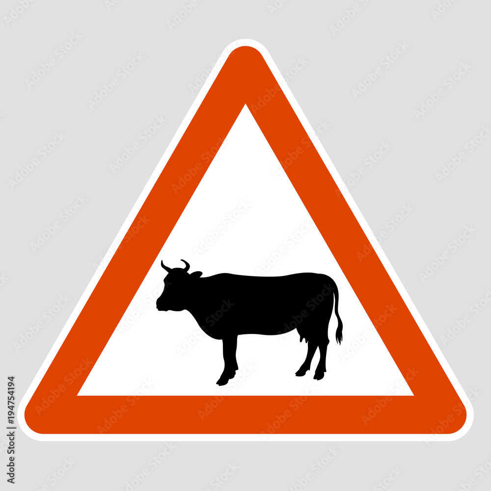 cow black silhouette road sign vector illustration cow black silhouette road sign vector illustration