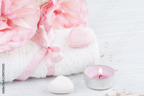 SPA organic products with roses  bath bombs