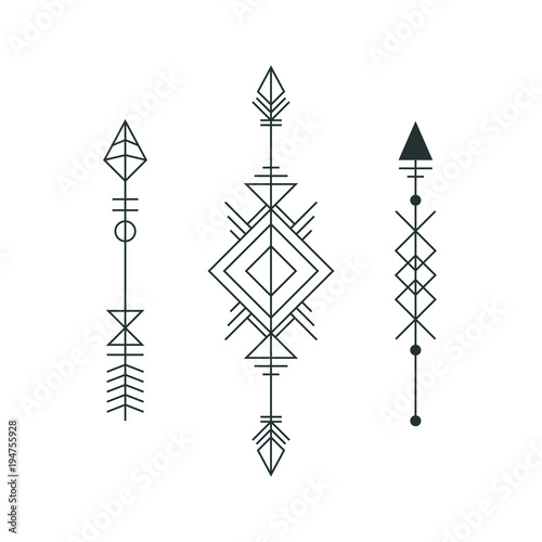 Set of graphic arrows for tattoo design