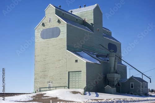 Grain Elevator Wood Structure Silos Town of Milk River in Southern Alberta Prairies near US Montana Border