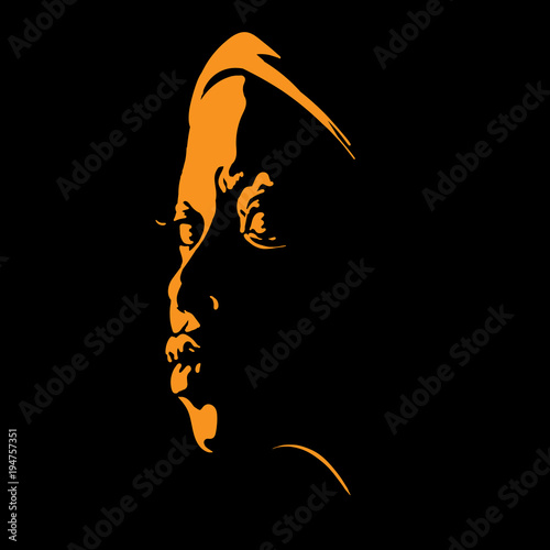African woman portrait silhouette in backlight