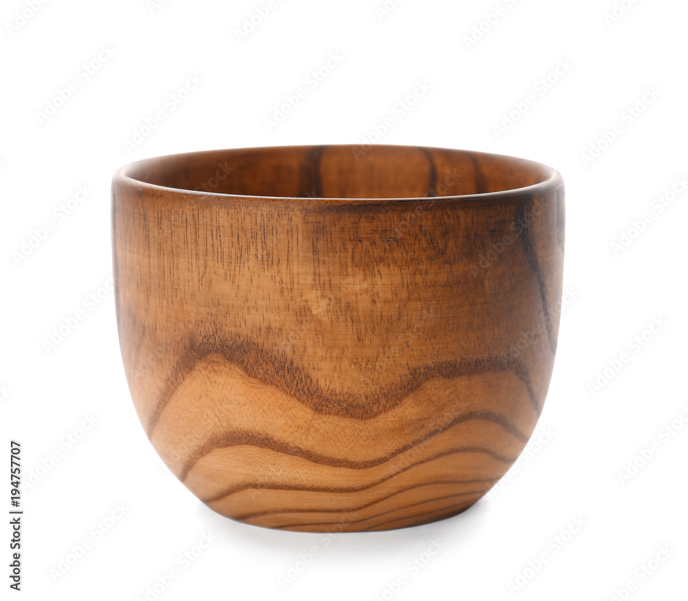 Wooden bowl on white background. Handcrafted cooking utensils Wooden bowl on white background. Handcrafted cooking utensils
