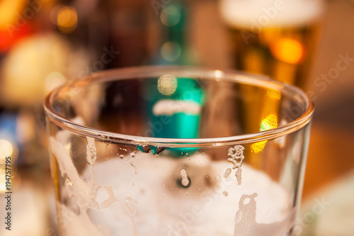 Close-up of a glass of lager beer