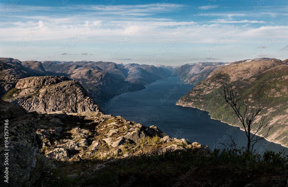 View from Preikestolen rock in Norway