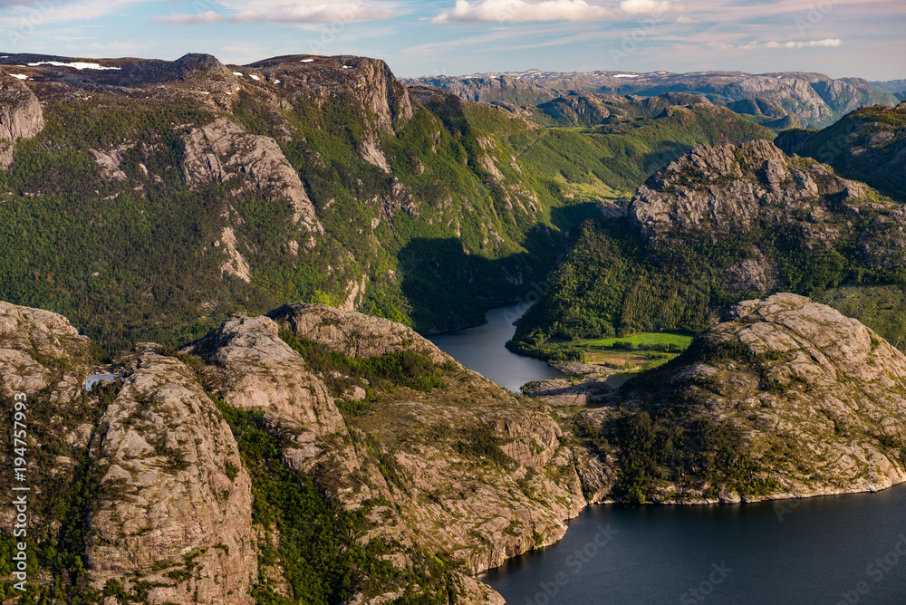 View from Preikestolen rock in Norway