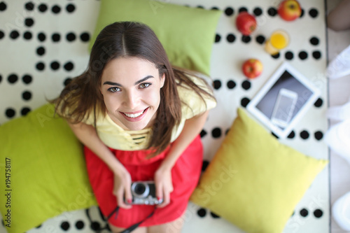 Beautiful young woman with ...
