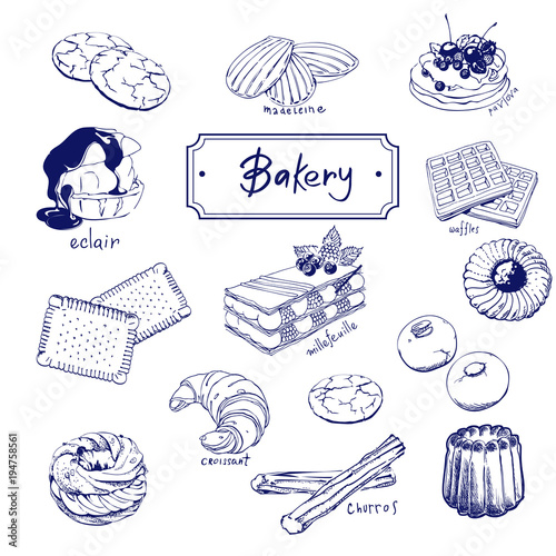 Bakery logotypes set. Bakery vintage design elements, logos, badges, labels, icons and objects