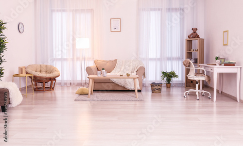 Living room interior with c...